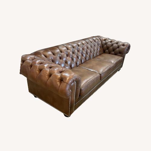 Used Ethan Allen Chesterfield Nailhead Trim Sofa Brown for sale on AptDeco