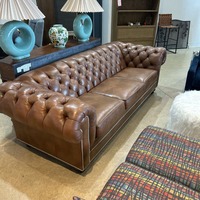 Ethan Allen Chesterfield Nailhead Trim Sofa Brown