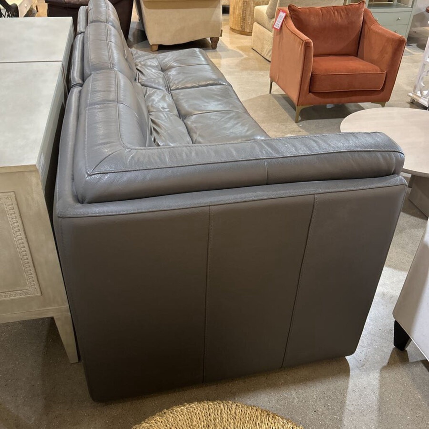 Z Gallerie Convo 3-Piece Leather Sectional Gray - image-6