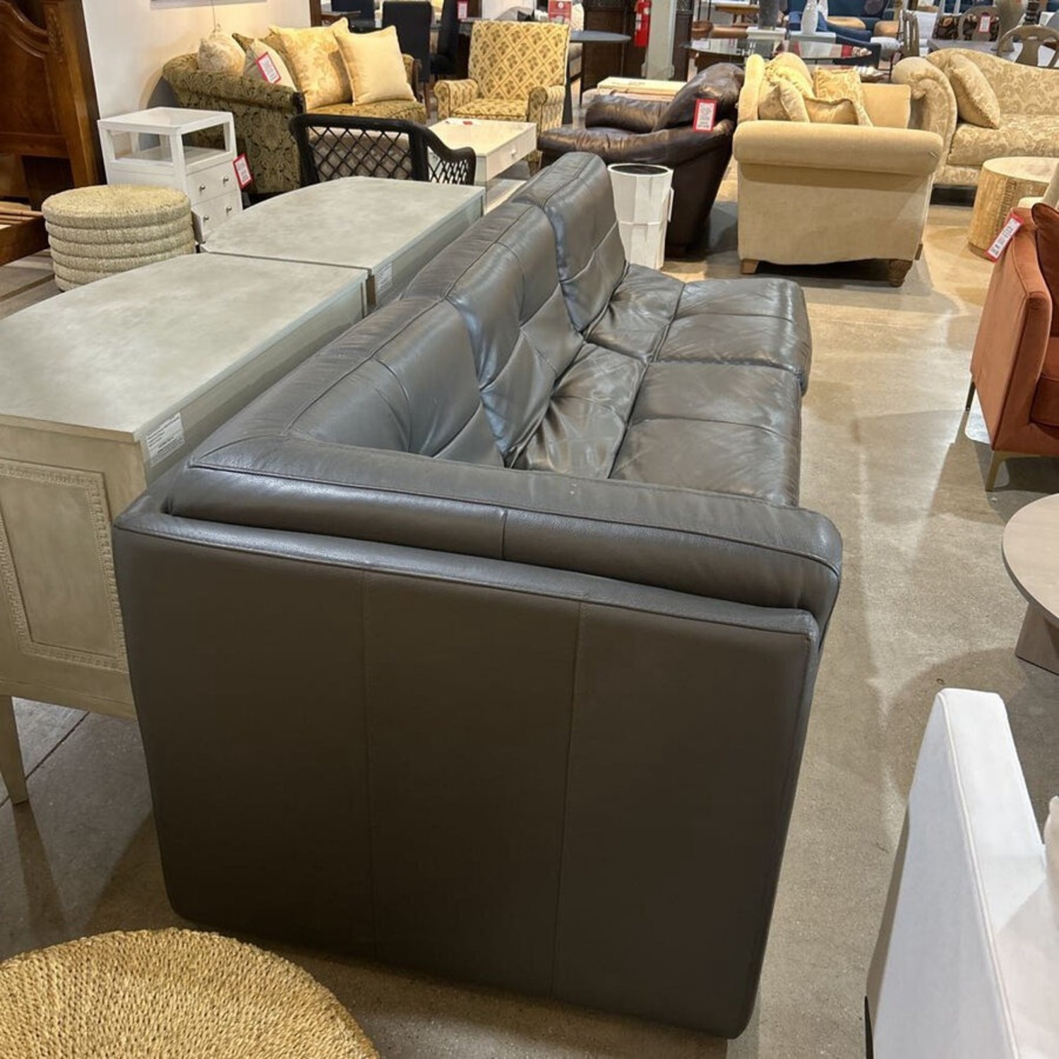 Z Gallerie Convo 3-Piece Leather Sectional Gray - image-5