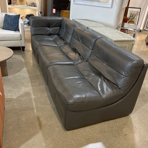 Used Z Gallerie Convo 3-Piece Leather Sectional Gray for sale on AptDeco