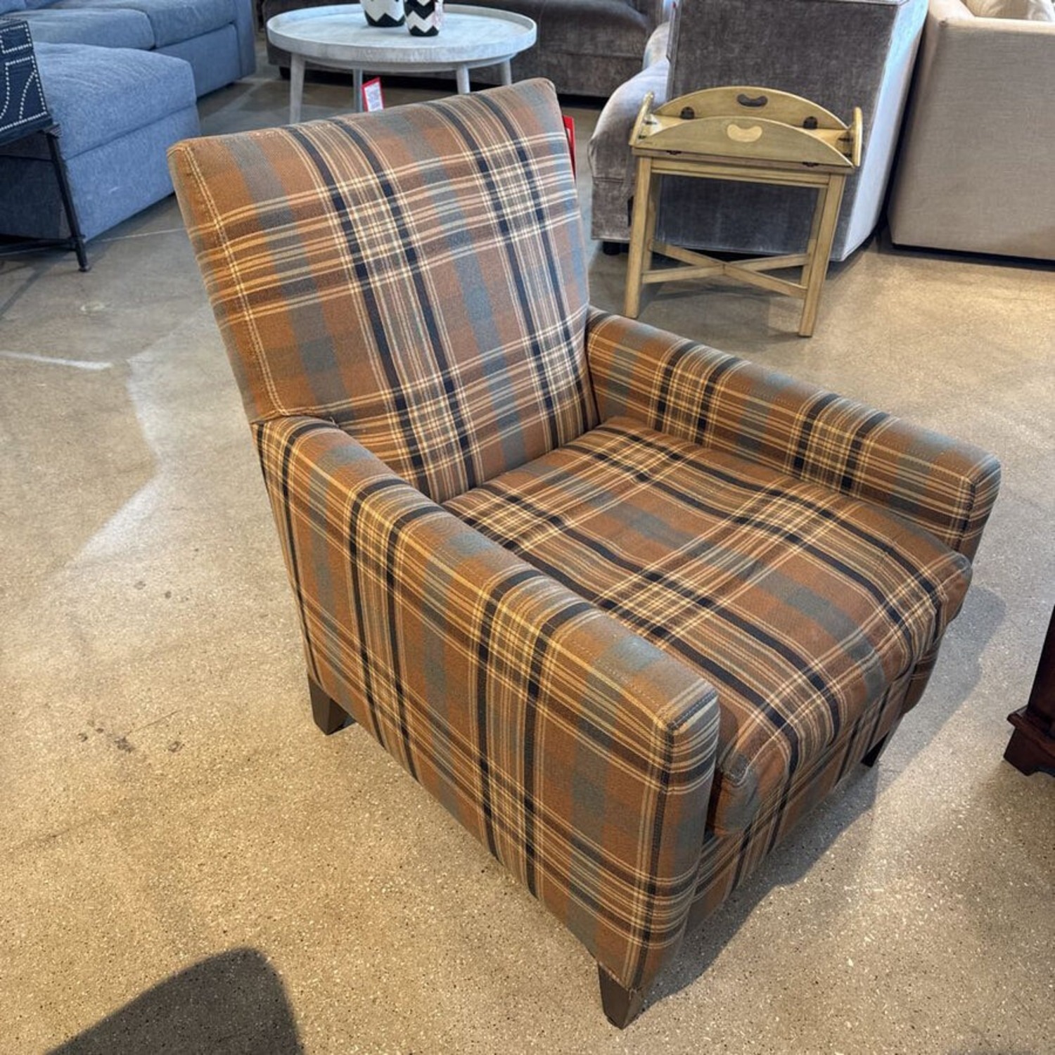 Crate & Barrel Plaid Cameo Armchair - image-2
