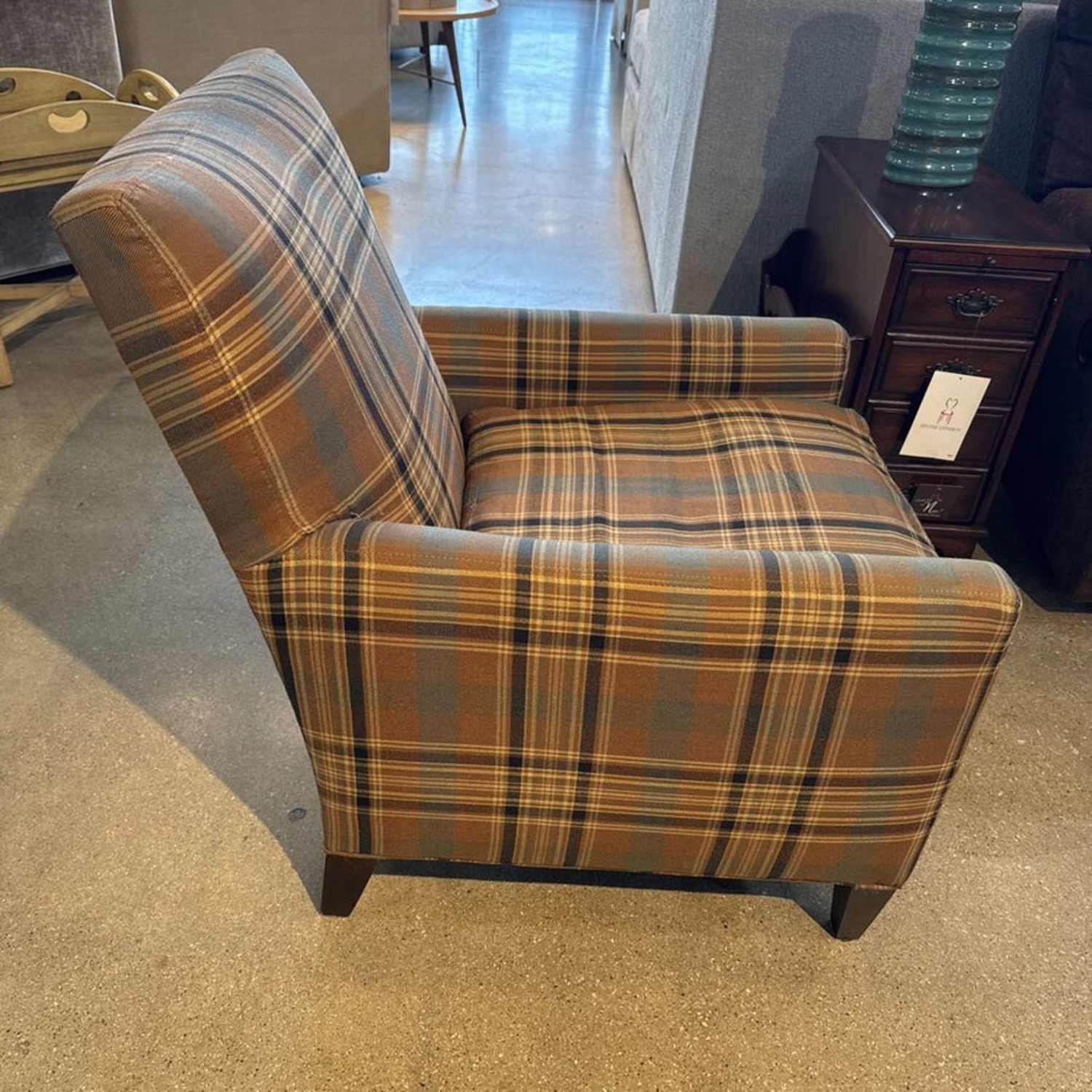 Crate & Barrel Plaid Cameo Armchair - image-3
