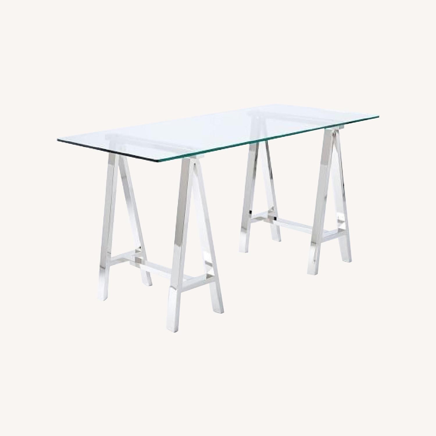 West Elm Cross-Base Desk Polished Nickel - image-0