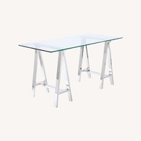 West Elm Cross-Base Desk Polished Nickel