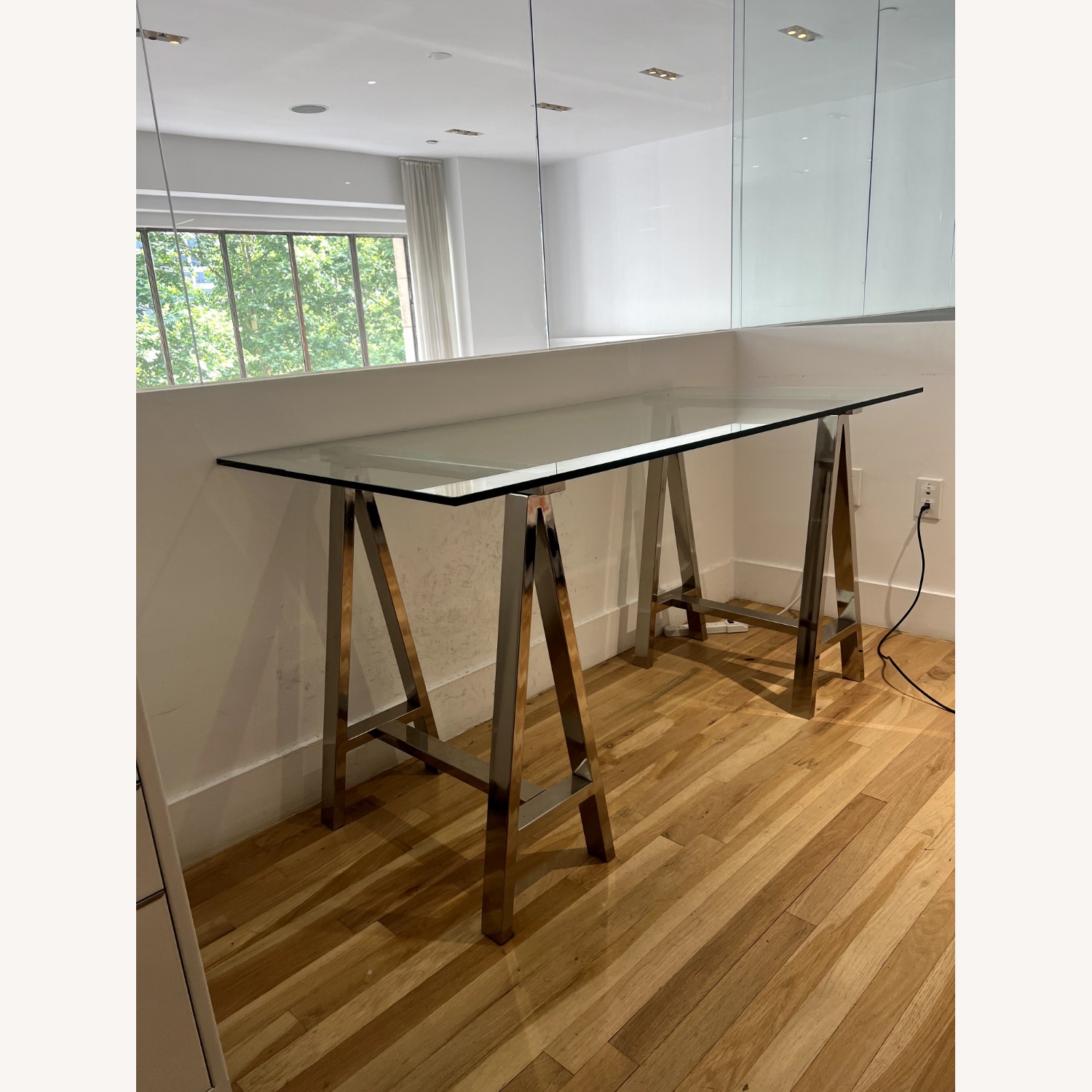 West Elm Cross-Base Desk Polished Nickel - image-3