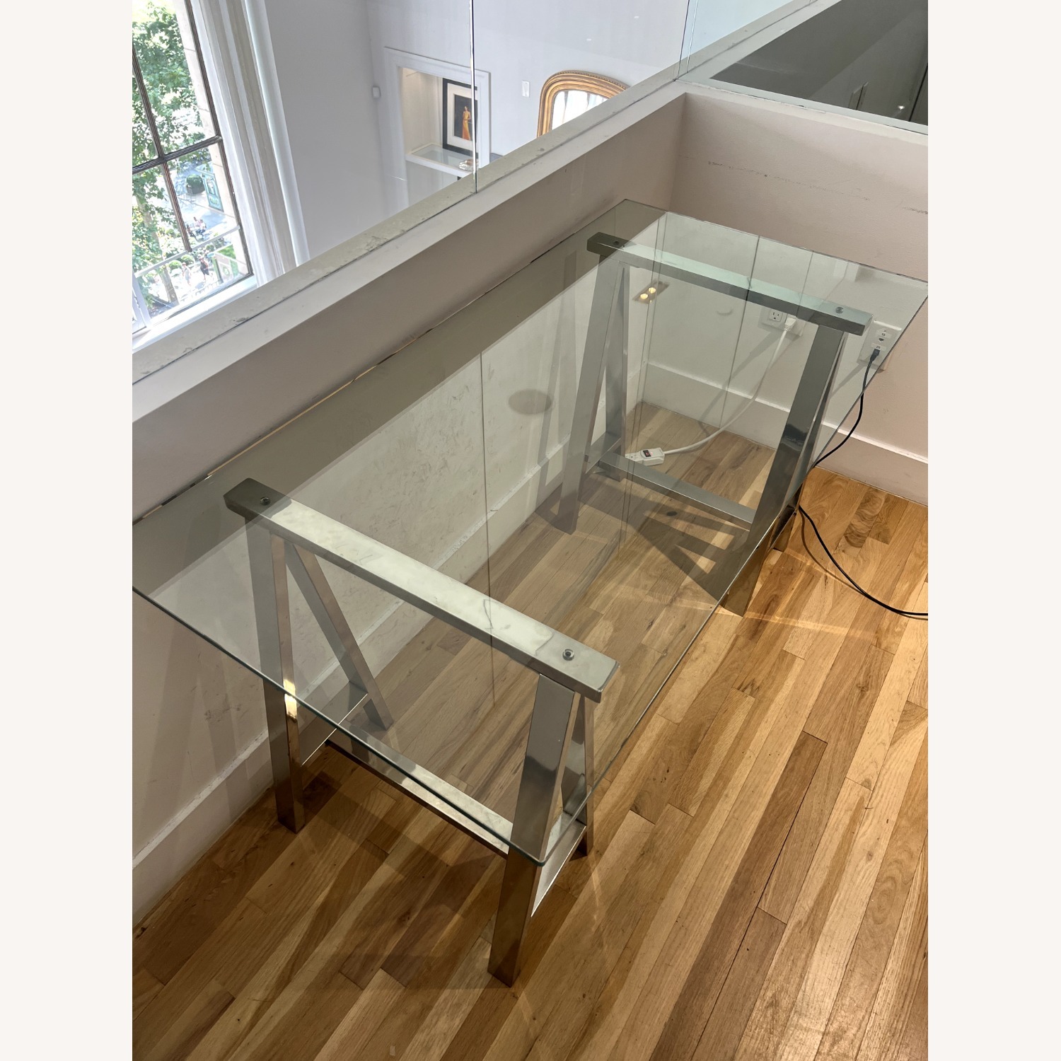 West Elm Cross-Base Desk Polished Nickel - image-2