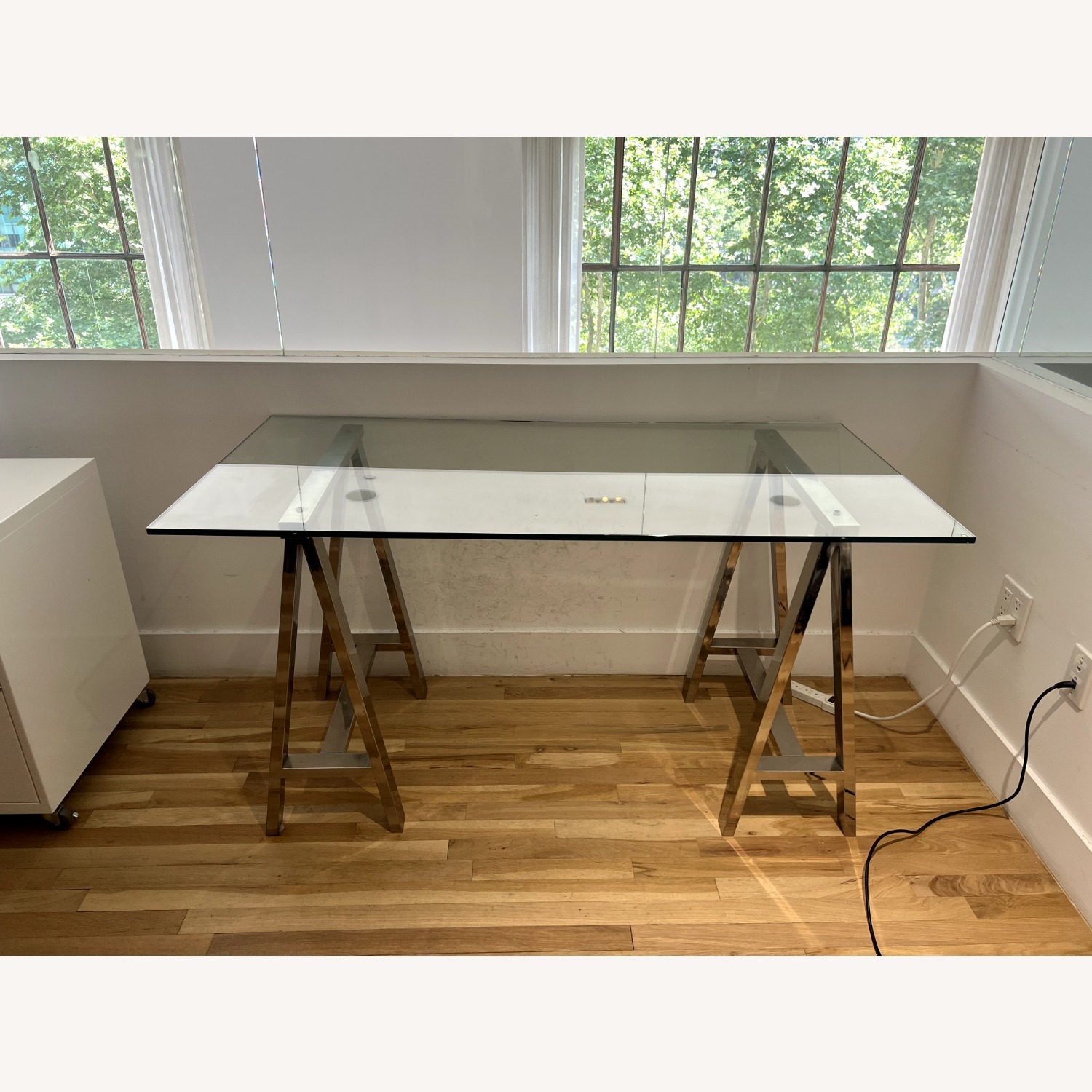 West Elm Cross-Base Desk Polished Nickel - image-4