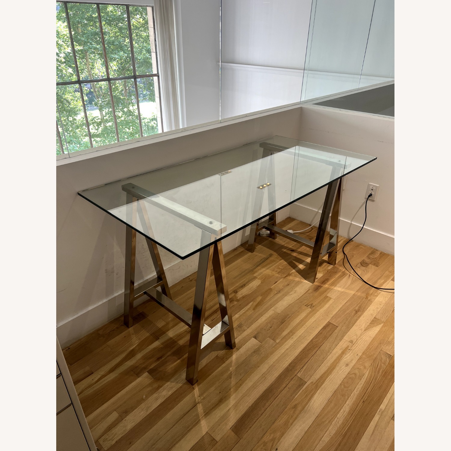 West Elm Cross-Base Desk Polished Nickel - image-1