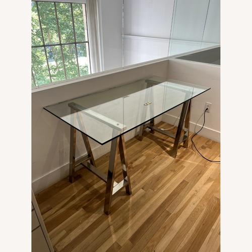 Used West Elm Cross-Base Desk Polished Nickel for sale on AptDeco