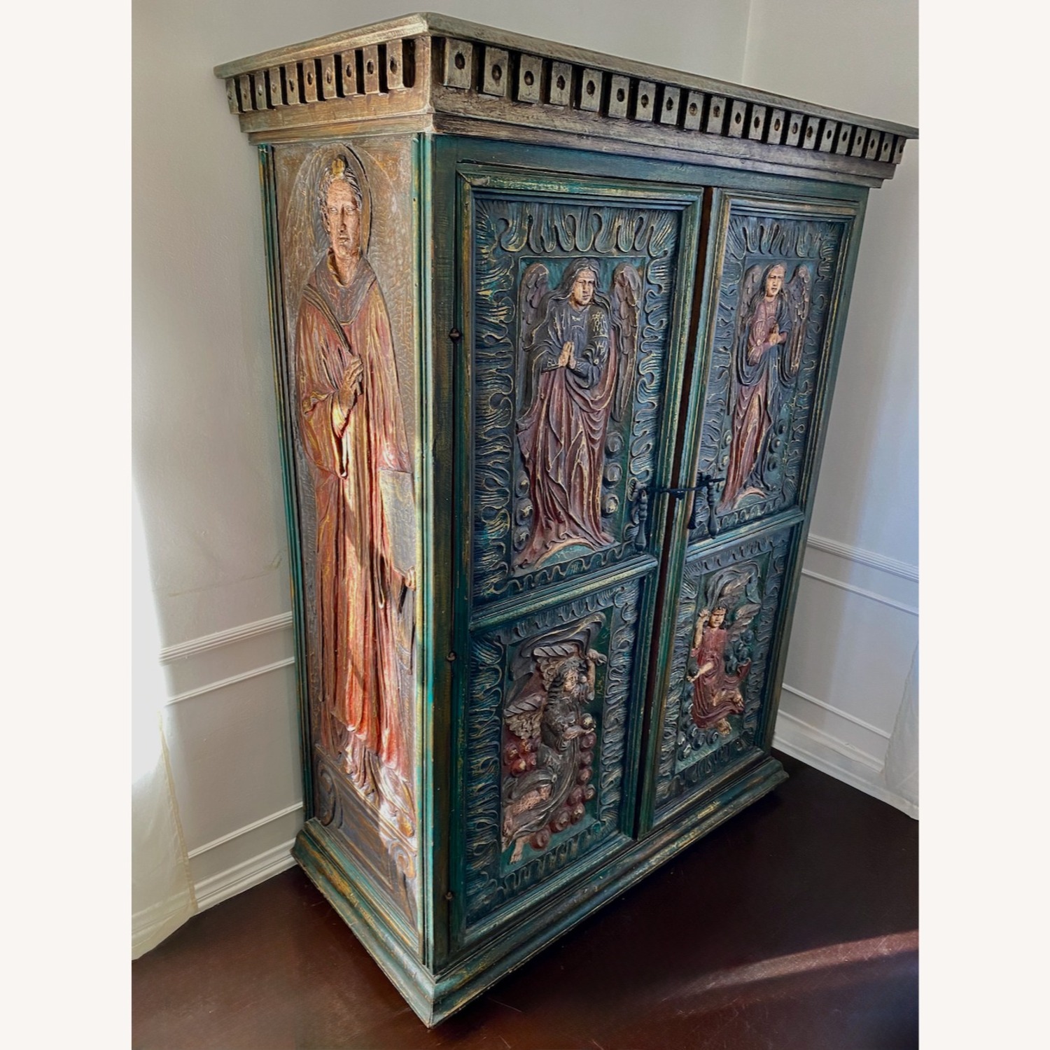 Spanish Carved Armoire - Apostles & Angels - image-0