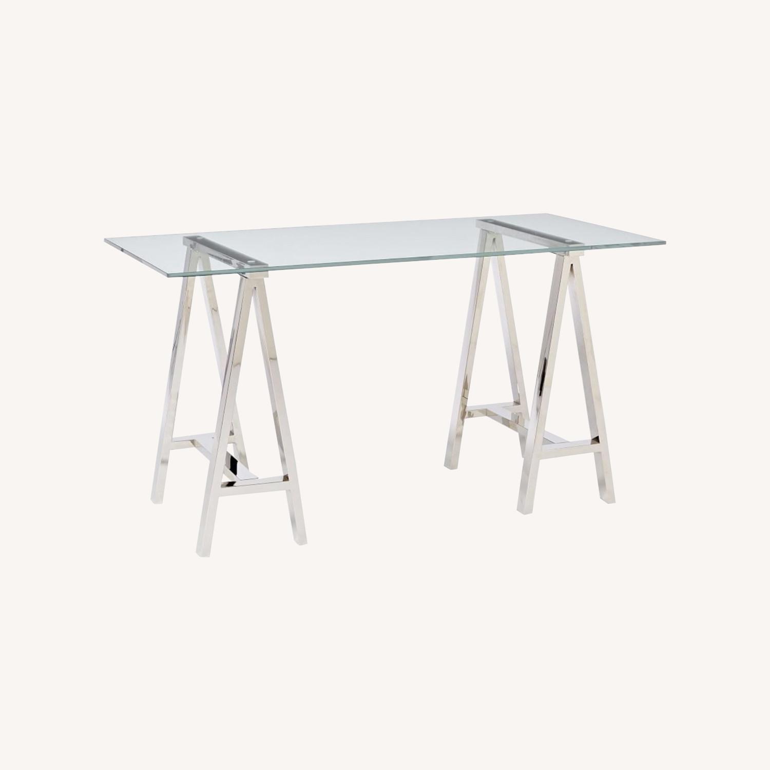 West Elm Cross-Base Desk Polished Nickel - image-0