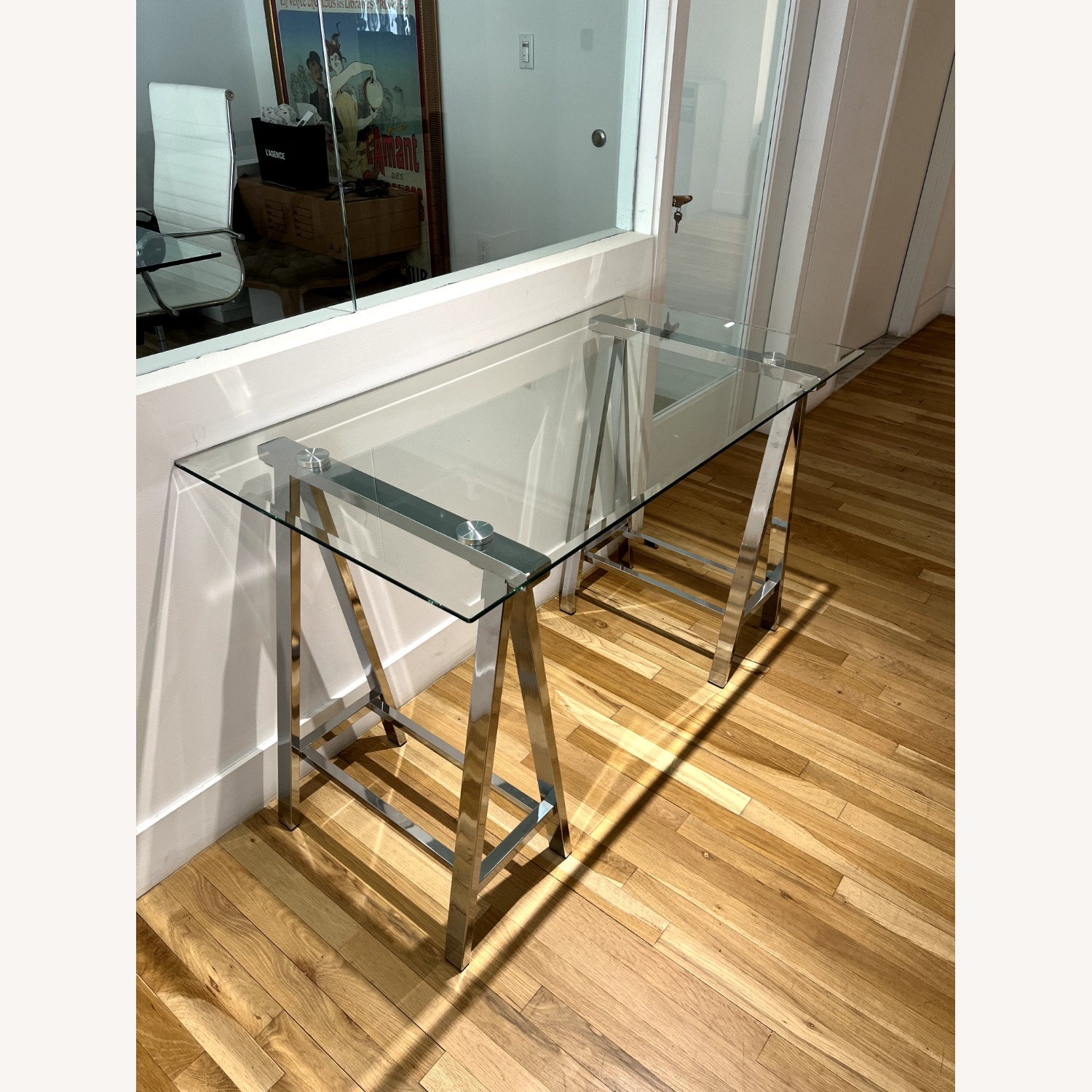 West Elm Cross-Base Desk Polished Nickel - image-3