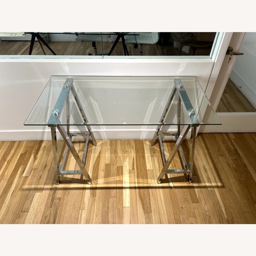 Used West Elm Cross-Base Desk Polished Nickel for sale on AptDeco