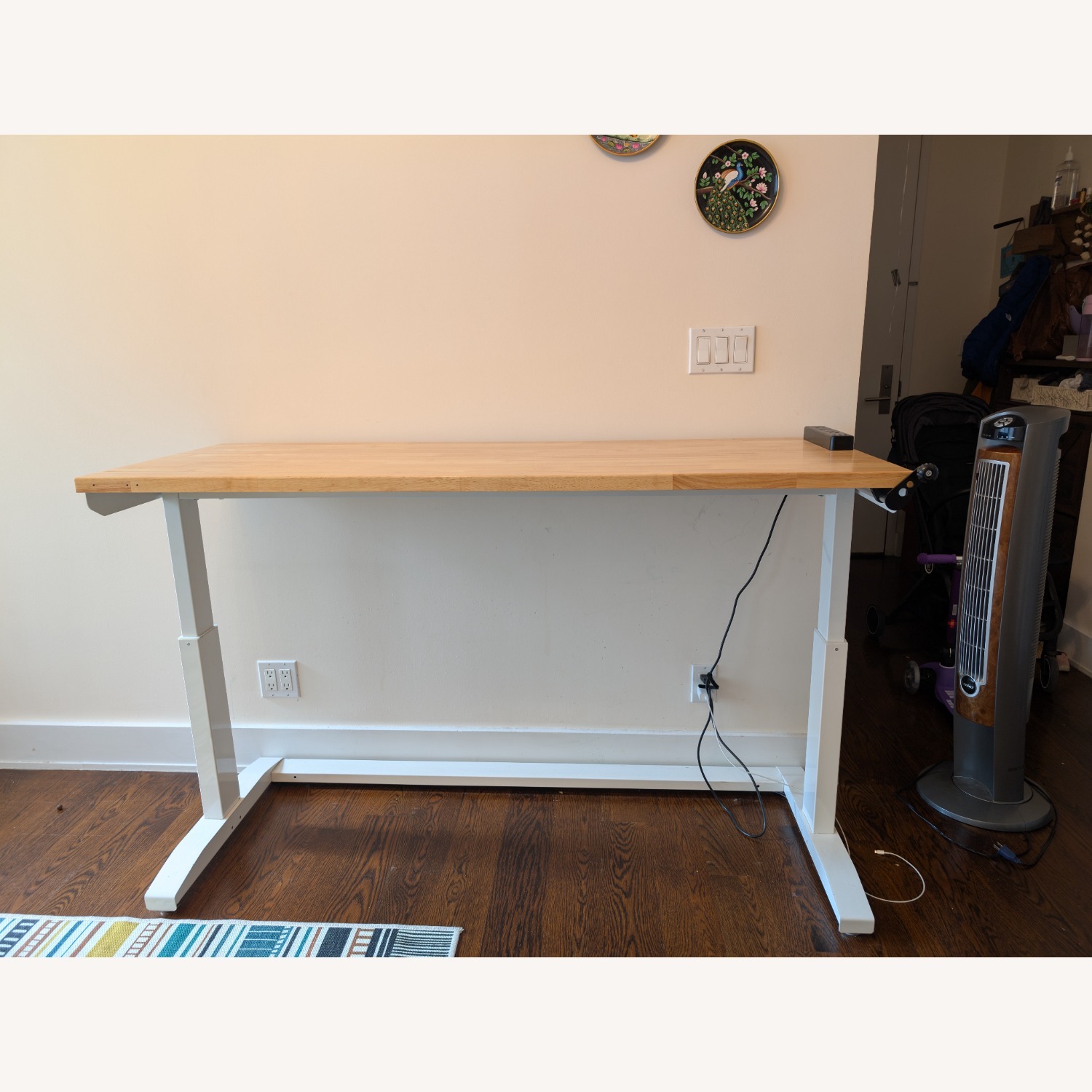 Husky Solid Wood Sit/Stand Desk With Wheels - image-3