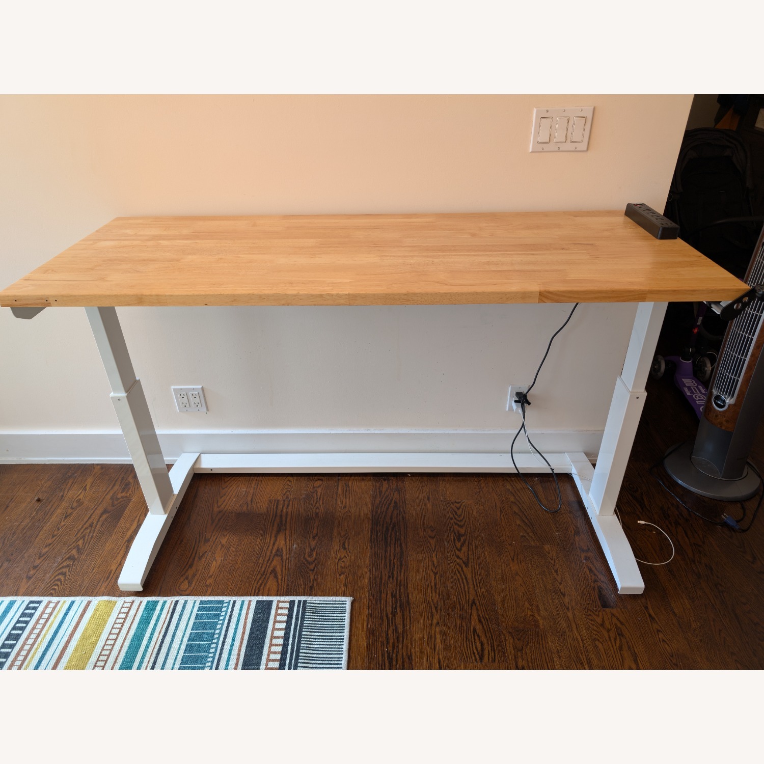 Husky Solid Wood Sit/Stand Desk With Wheels - image-4