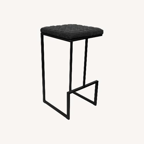 Used LeisureMod Quincy Black Leather Bar Stool in Metal for sale on AptDeco