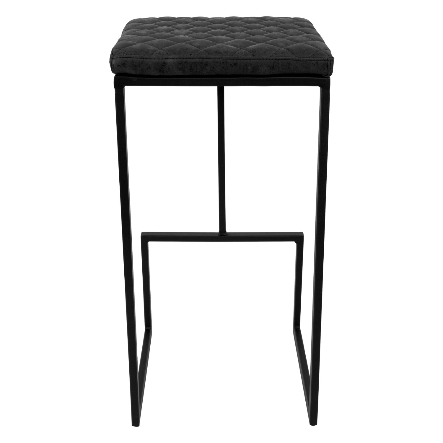 LeisureMod Quincy Black Leather Bar Stool in Metal - image-12