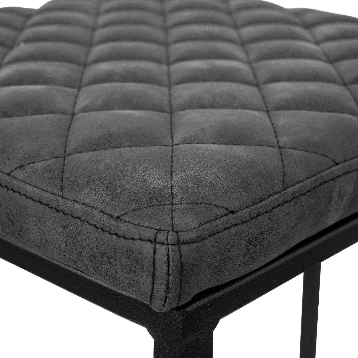 LeisureMod Quincy Black Leather Bar Stool in Metal - image-14