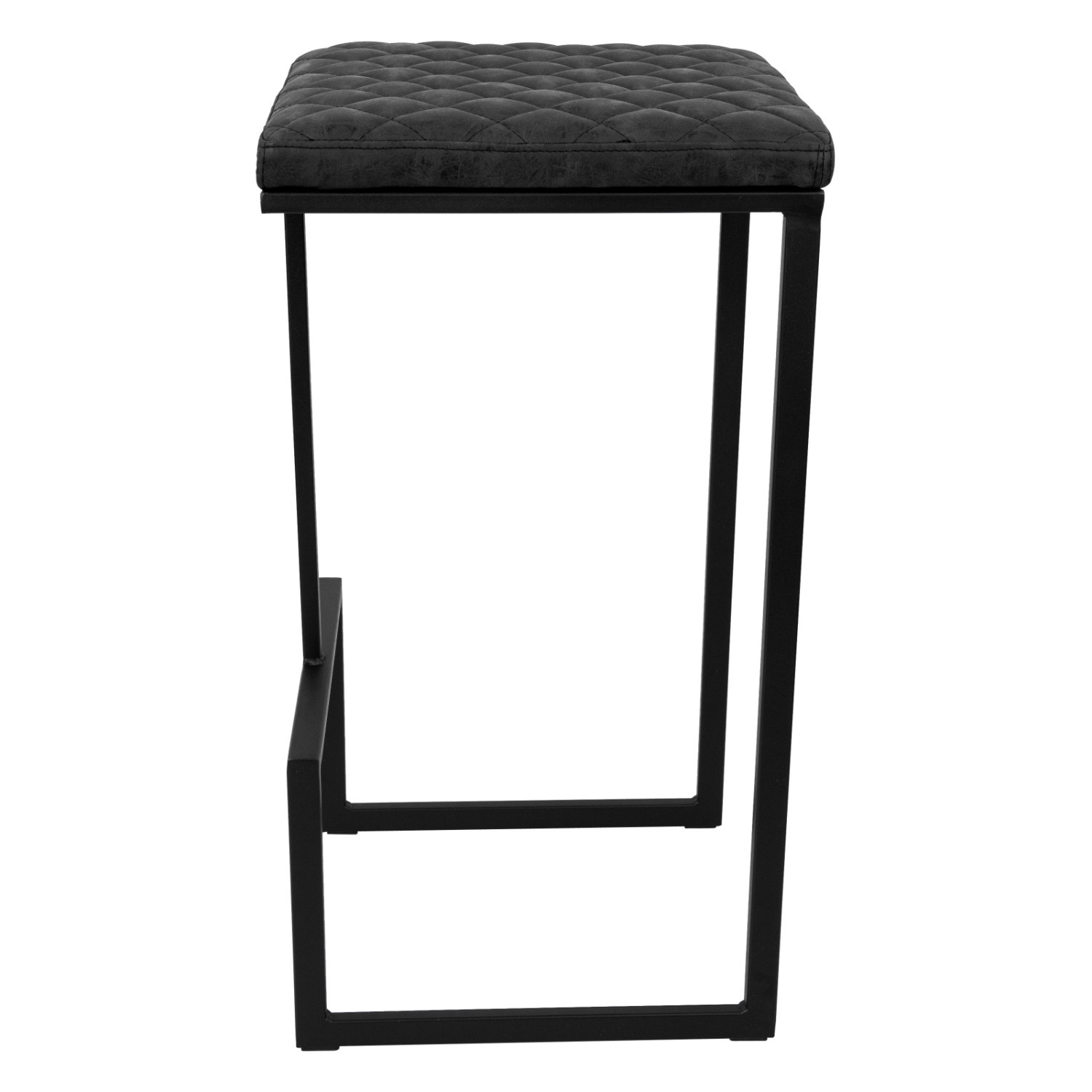 LeisureMod Quincy Black Leather Bar Stool in Metal - image-11