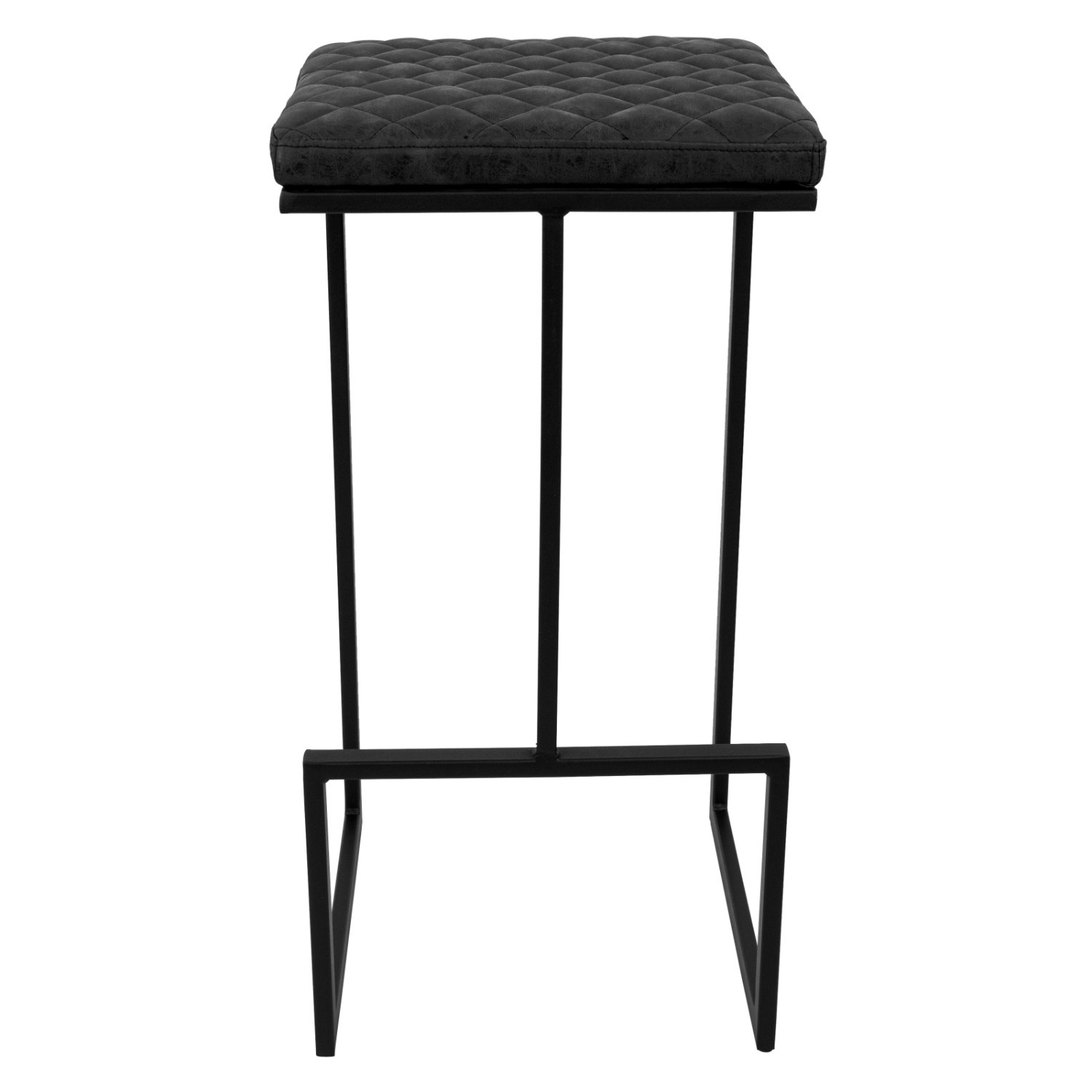 LeisureMod Quincy Black Leather Bar Stool in Metal - image-10
