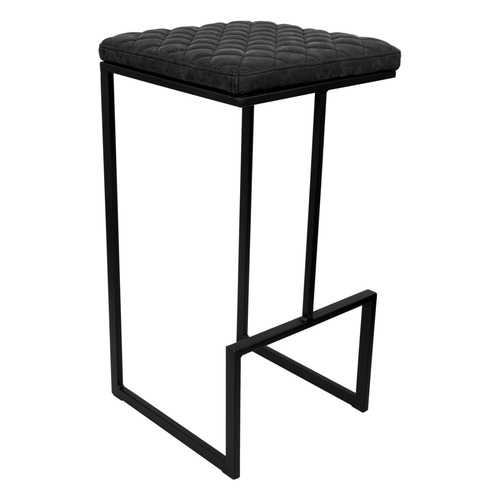 Used LeisureMod Quincy Black Leather Bar Stool in Metal for sale on AptDeco