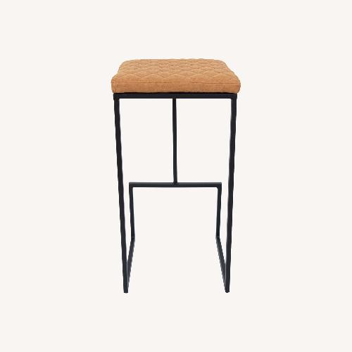 Used LeisureMod Quincy Brown Leather Bar Stool in Metal for sale on AptDeco