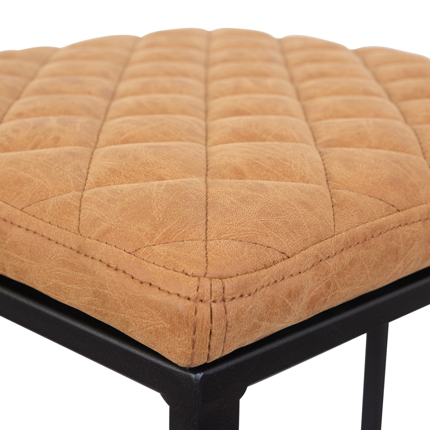 LeisureMod Quincy Brown Leather Bar Stool in Metal - image-13