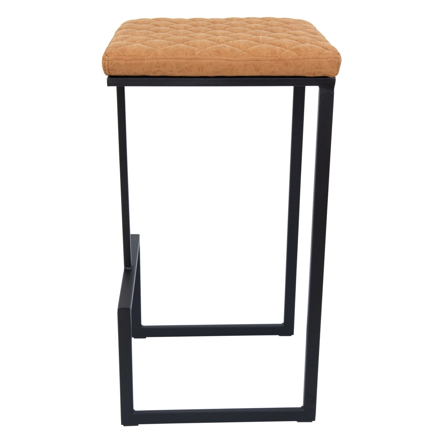 LeisureMod Quincy Brown Leather Bar Stool in Metal - image-10