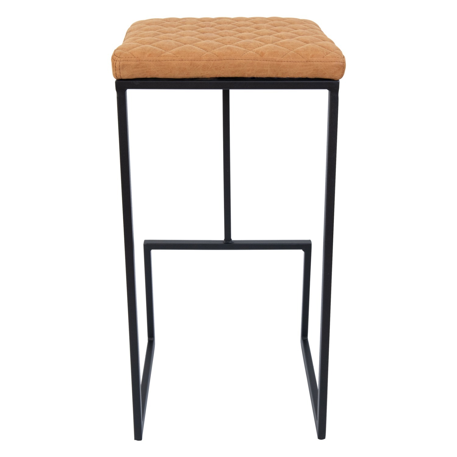 LeisureMod Quincy Brown Leather Bar Stool in Metal - image-11