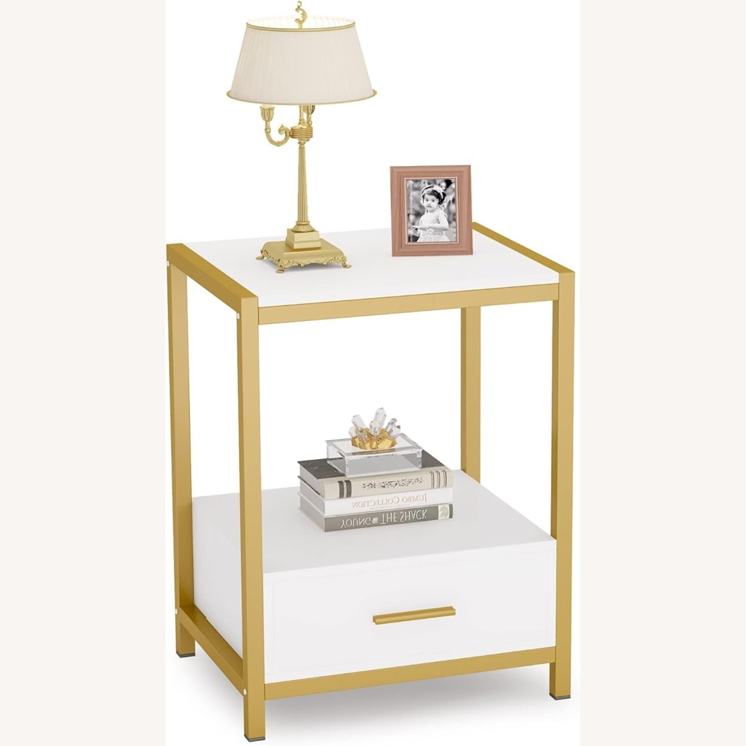 White and Gold Nightstand - image-4