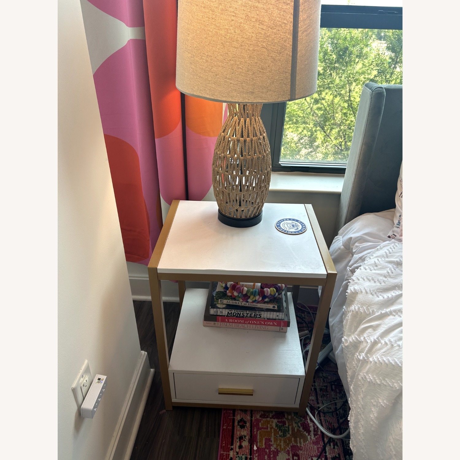 White and Gold Nightstand - image-3