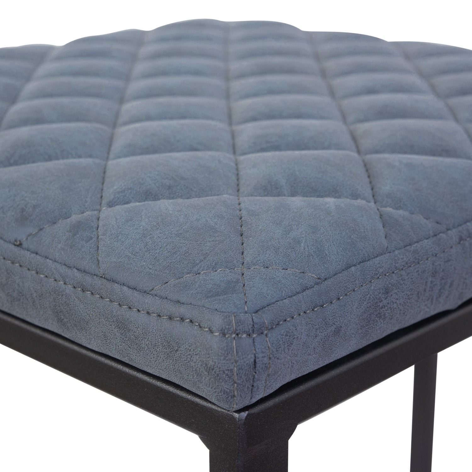 LeisureMod Quincy Blue Leather Bar Stool in Metal - image-13