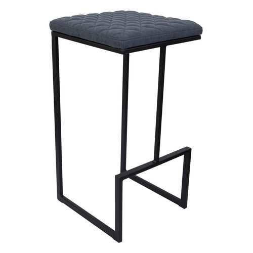 Used LeisureMod Quincy Blue Leather Bar Stool in Metal for sale on AptDeco