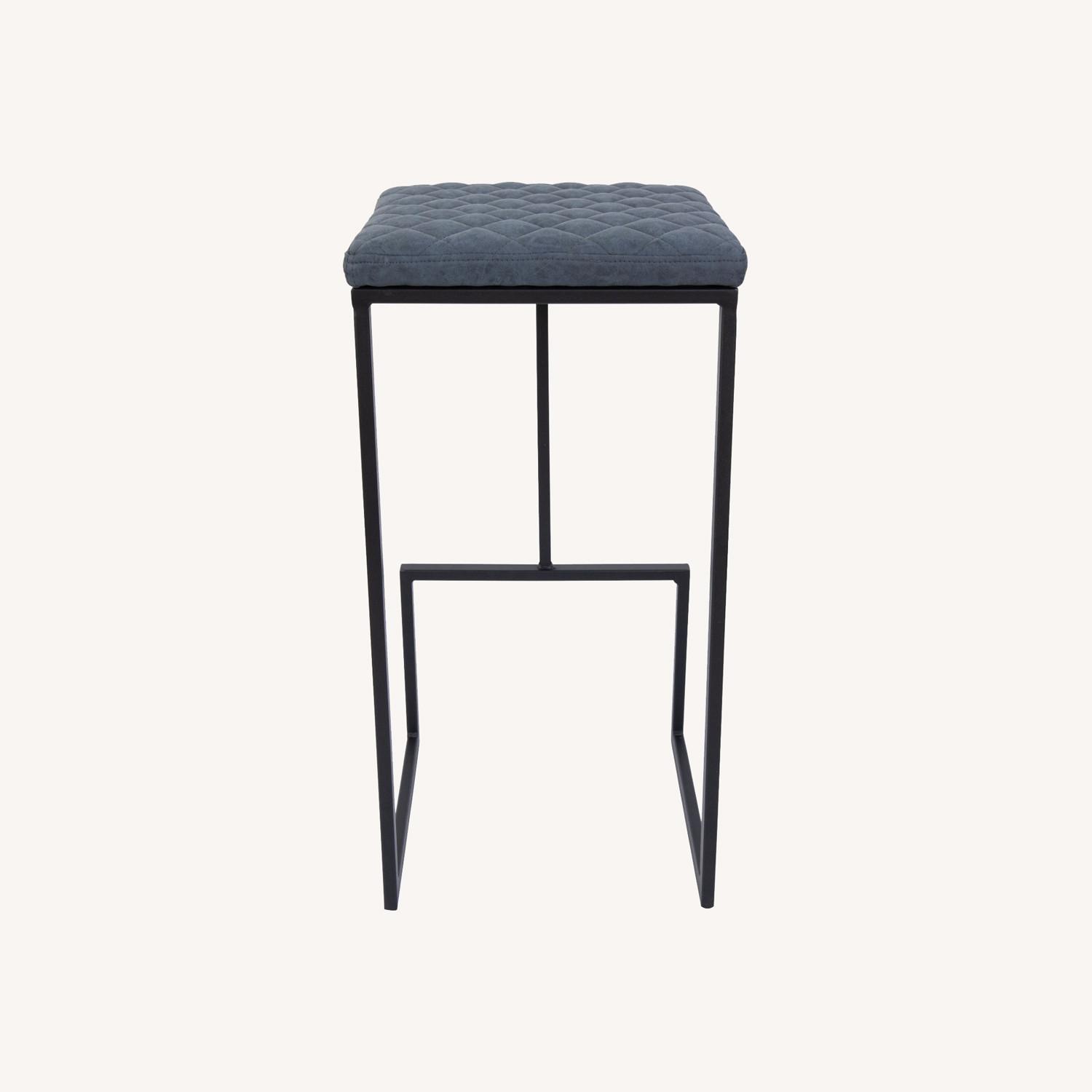 LeisureMod Quincy Blue Leather Bar Stool in Metal - image-15