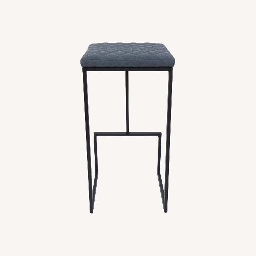 Used LeisureMod Quincy Blue Leather Bar Stool in Metal for sale on AptDeco