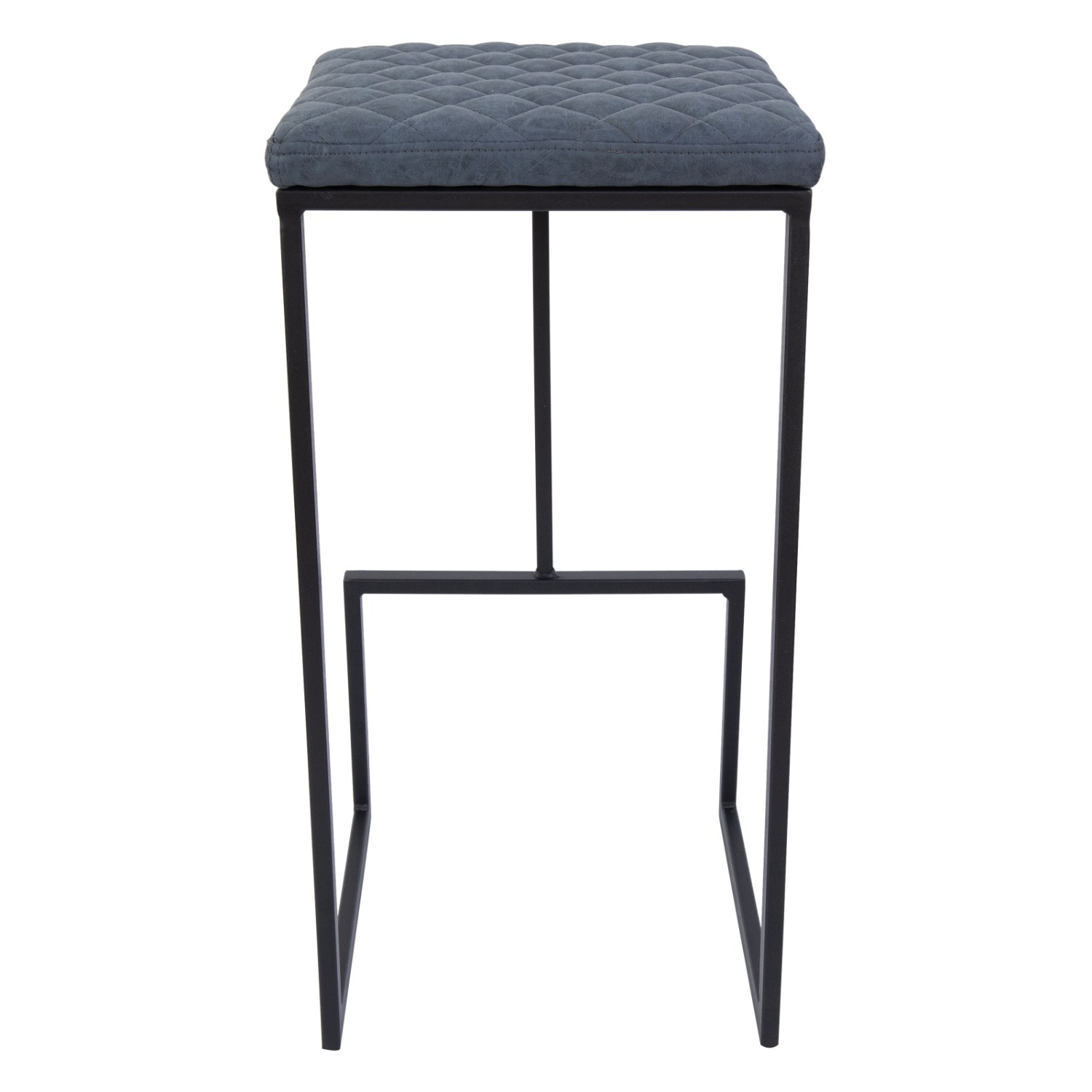 LeisureMod Quincy Blue Leather Bar Stool in Metal - image-11