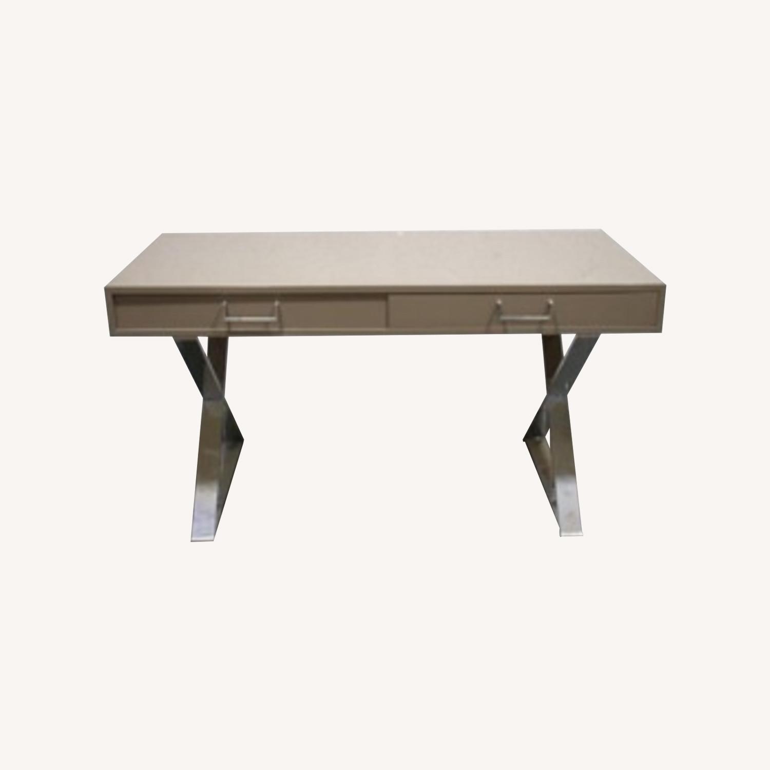 John Stuart MCM Writing Desk Chrome X Base - image-0