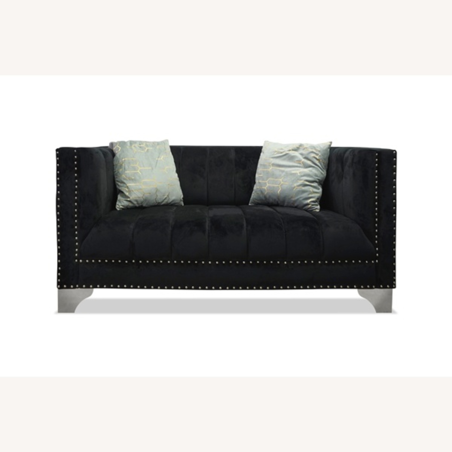 Lexi Black Velvet Loveseat - image-4