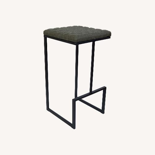 Used LeisureMod Quincy Green Leather Bar Stool in Metal for sale on AptDeco