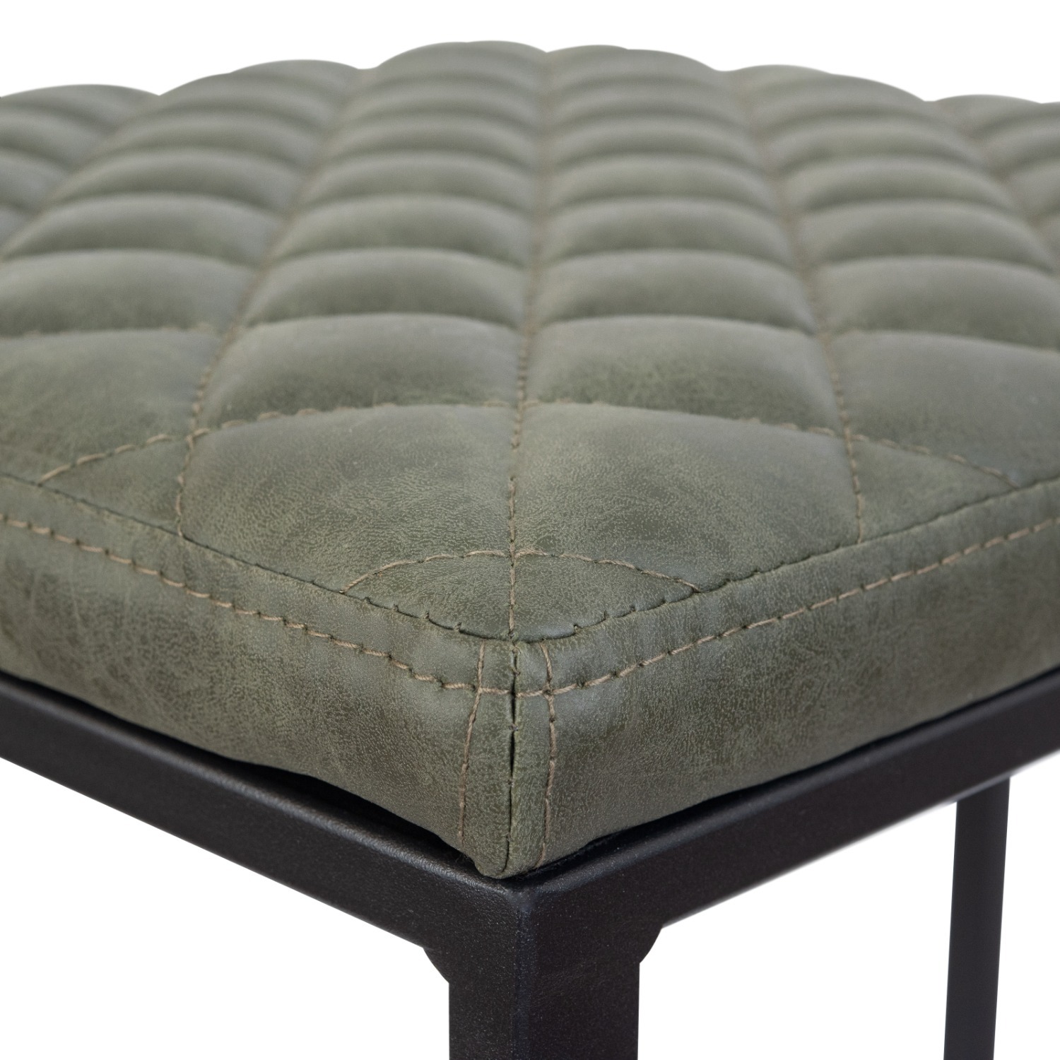 LeisureMod Quincy Green Leather Bar Stool in Metal - image-13