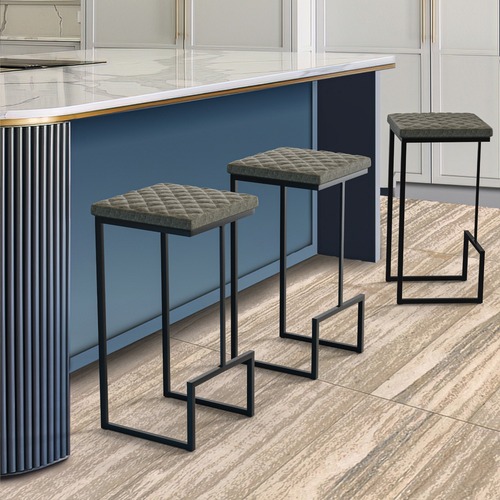 Used LeisureMod Quincy Green Leather Bar Stool in Metal for sale on AptDeco