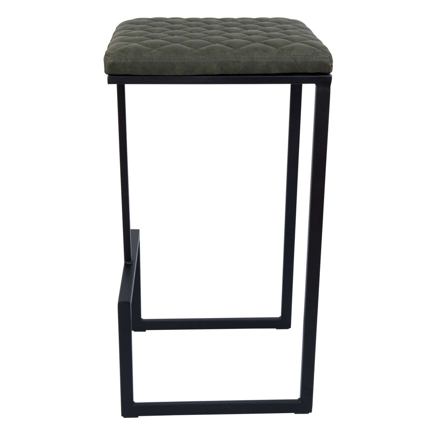 LeisureMod Quincy Green Leather Bar Stool in Metal - image-10