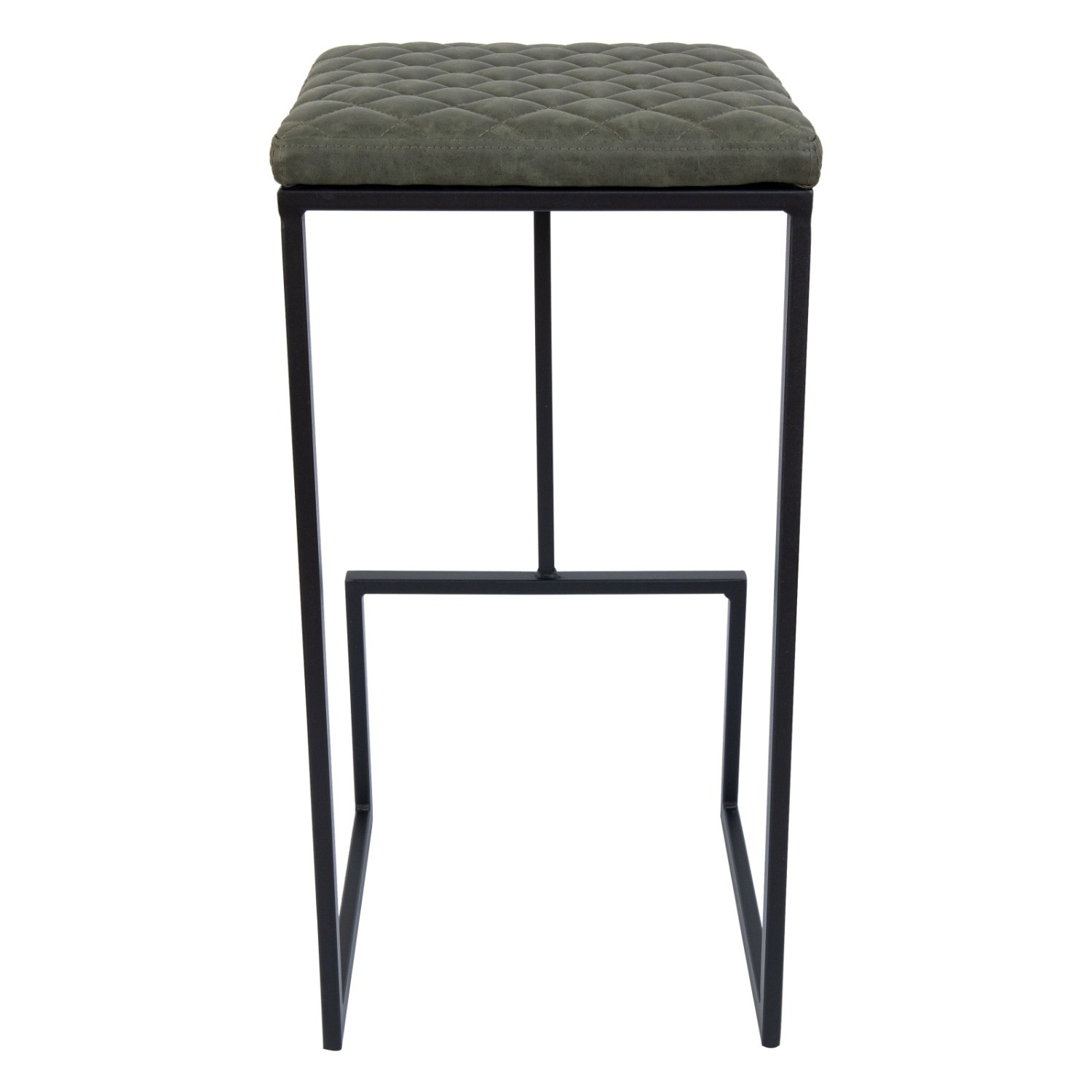 LeisureMod Quincy Green Leather Bar Stool in Metal - image-11