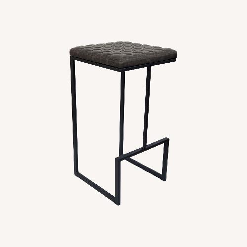Used LeisureMod Quincy Grey Leather Bar Stool in Metal for sale on AptDeco