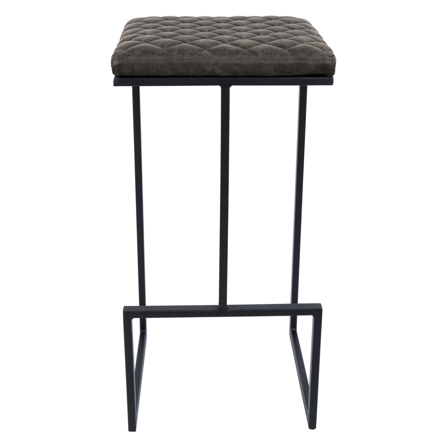 LeisureMod Quincy Grey Leather Bar Stool in Metal - image-9