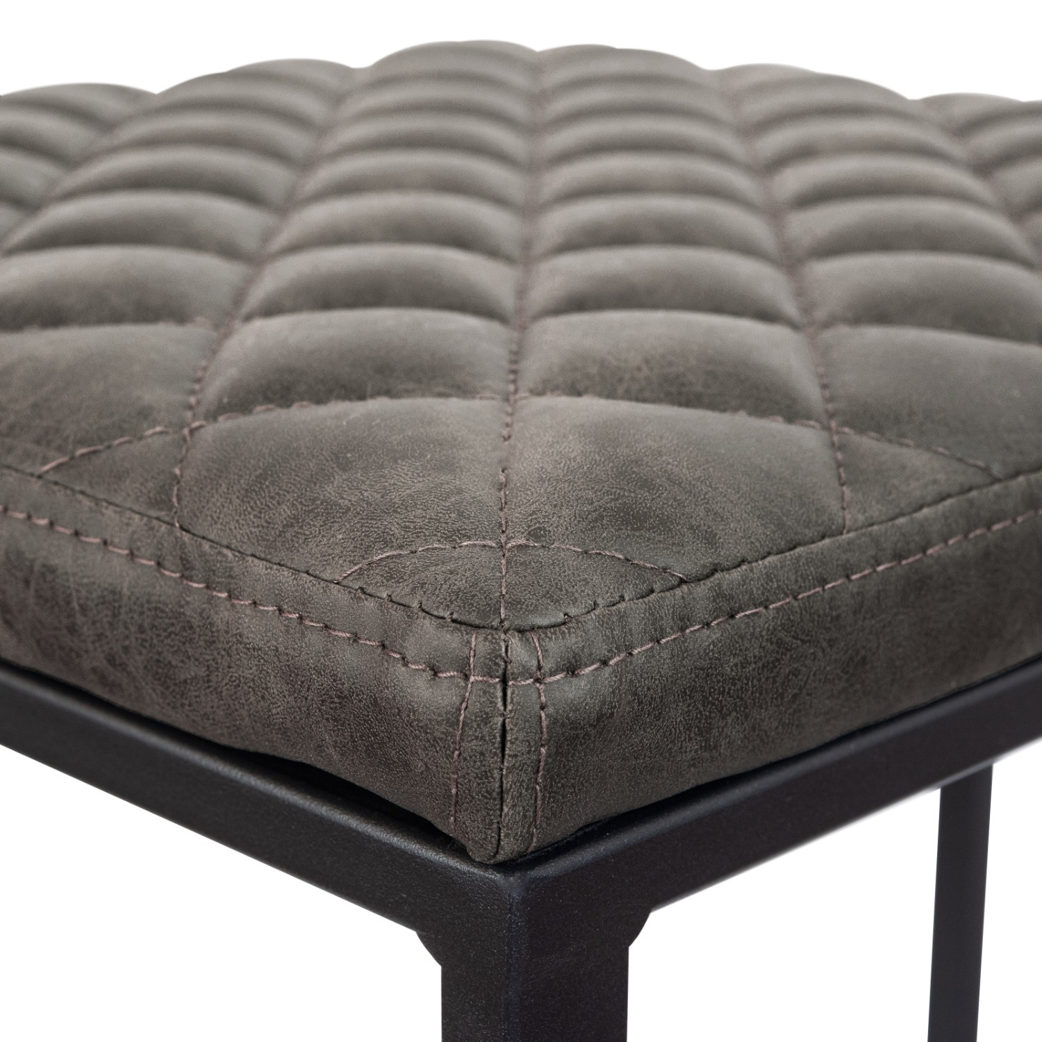 LeisureMod Quincy Grey Leather Bar Stool in Metal - image-13