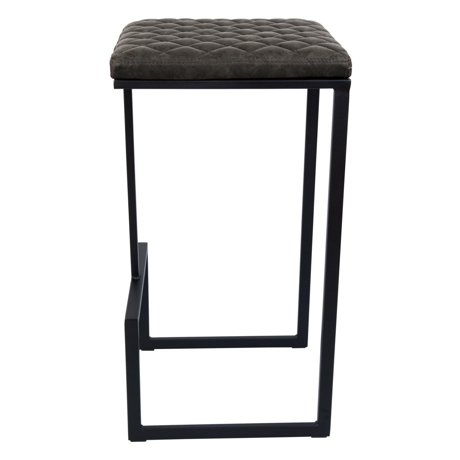 LeisureMod Quincy Grey Leather Bar Stool in Metal - image-10