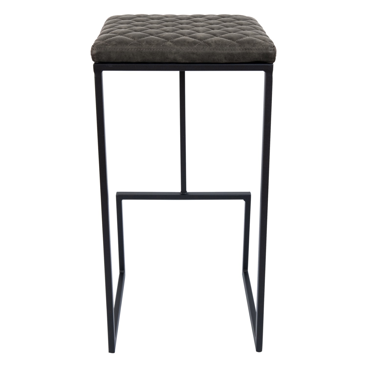 LeisureMod Quincy Grey Leather Bar Stool in Metal - image-11
