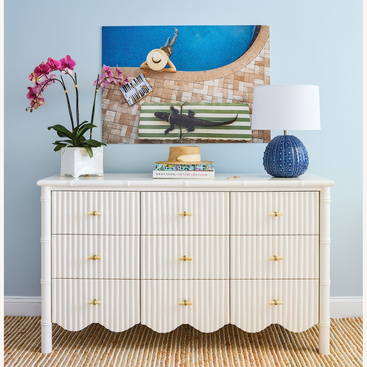 Solid Wood Rattan Dresser  - image-6